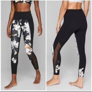 Athleta Black Floral Blossom Intuition High Rise Full Athletic Leggings